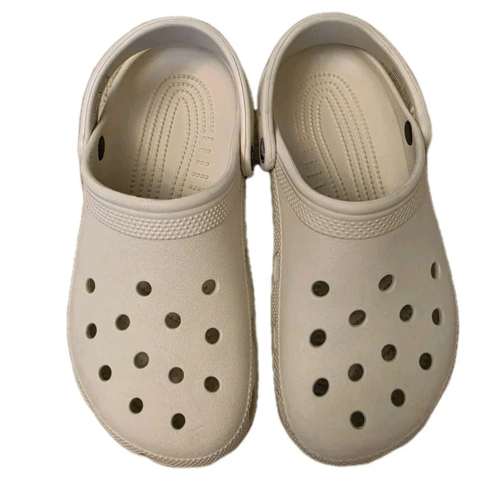 Crocs Unisex Classic Clog Off White/Beige, Size Mens 7 Womens 9
